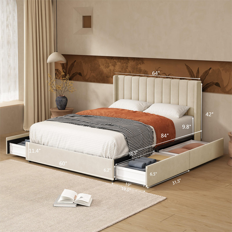 Latitude Run® Jeilyn Upholstered Platform Drawer Storage Bed Reviews